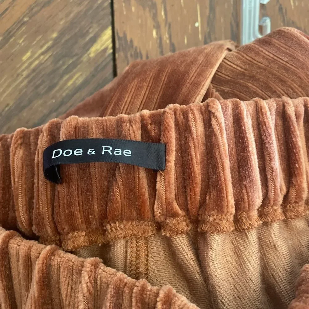 Doe & Rae Corduroy Wide Leg Pants Drawstring Copper - Picture 4 of 10